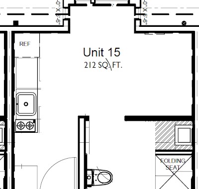 Studio - 212 sqft 15 floor plan
